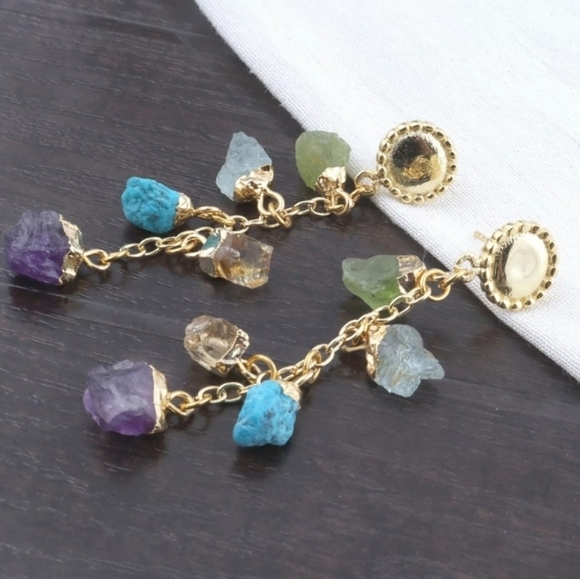 Multi stone drop earrings - Picture 3 of 5